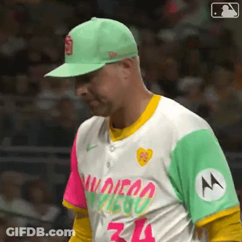 Baseball Player In Colorful Jersey Number 34 GIF