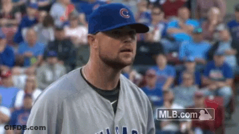 Baseball Player In Cubs Hat GIF