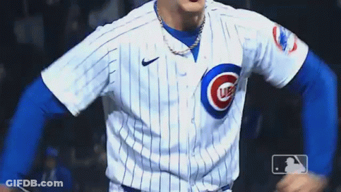 Baseball Player In Cubs Uniform Close Up GIF