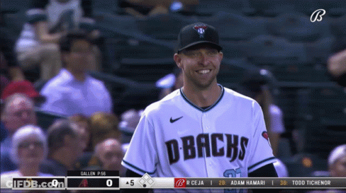 Baseball Player In Dbacks Jersey Smiling In Dugout GIF