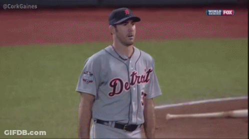 Baseball Player In Detroit Jersey Standing On Field GIF