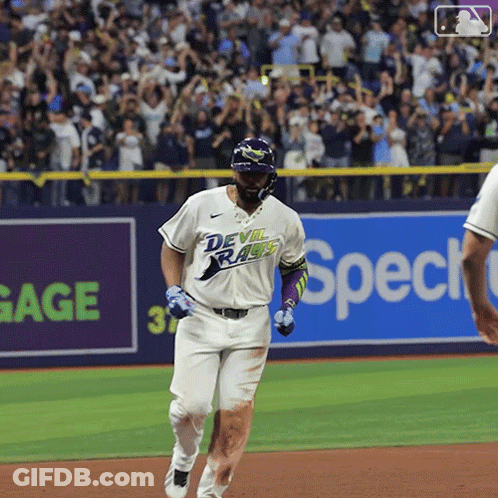 Baseball Player In Devil Rays Jersey Running GIF