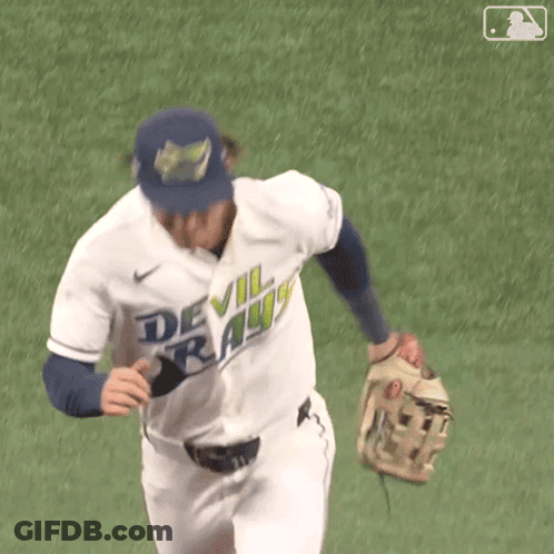 Baseball Player In Devil Rays Uniform Running GIF