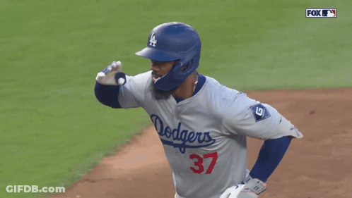 Baseball Player In Dodgers Jersey And Helmet GIF