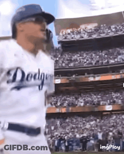 Baseball Player In Dodgers Jersey Before Crowd GIF