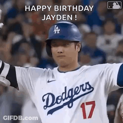 Baseball Player In Dodgers Jersey Celebrating Birthday GIF