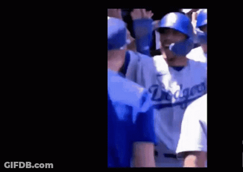 Baseball Player In Dodgers Jersey In Dugout GIF