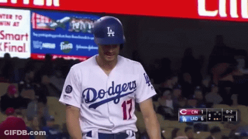 Baseball Player In Dodgers Jersey In Front Of Crowd GIF