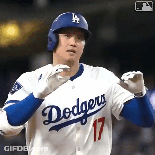 Baseball Player In Dodgers Jersey Number 17 GIF