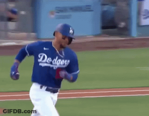 Baseball Player In Dodgers Jersey Running GIF