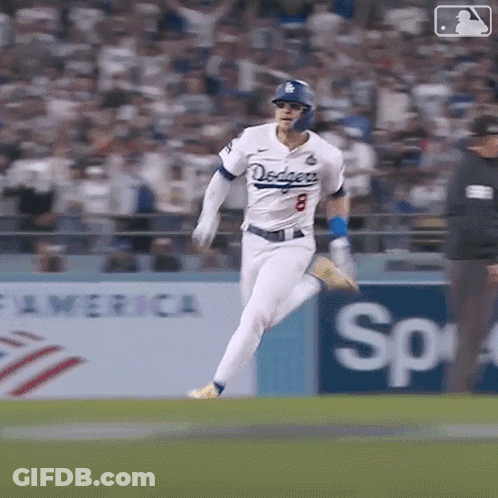 Baseball Player In Dodgers Uniform Running GIF