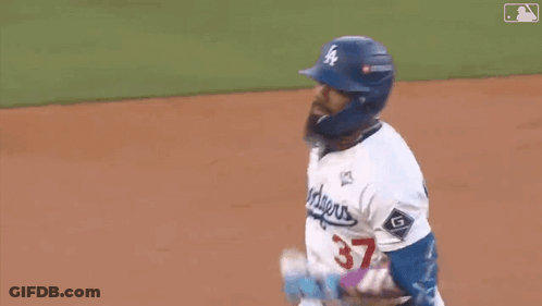 Baseball Player In Dodgers Uniform Running GIF