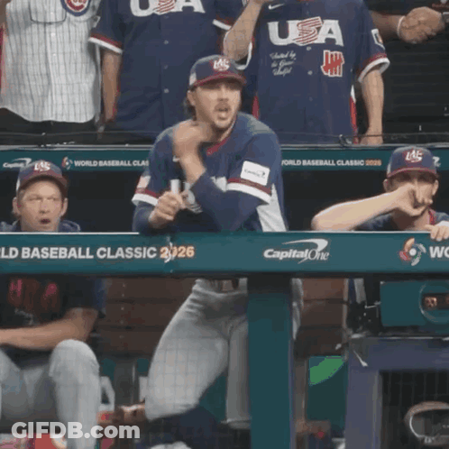 Baseball Player In Dugout At World Baseball Classic GIF