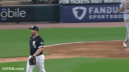 Baseball Player In Front Of Fanduel Sportsbook Sign GIF
