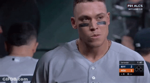 Baseball Player In Front Of FS1 ALCS NY Lead 1-0 GIF