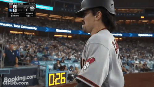 Baseball Player In Front Of Sign 0.26 GIF