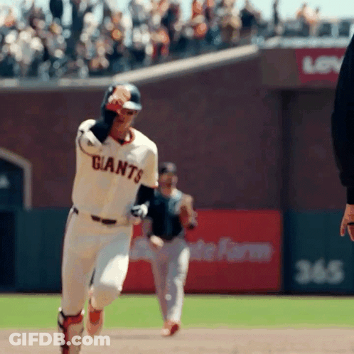Baseball Player In Giants Uniform Running GIF