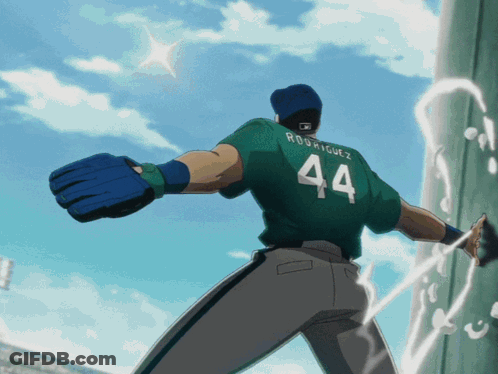 Baseball Player In Green Jersey Number 44 GIF