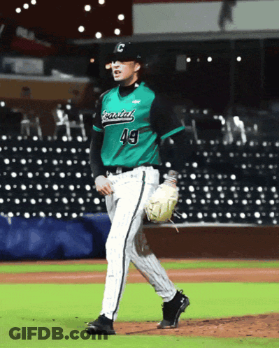 Baseball Player In Green Jersey Number 49 GIF