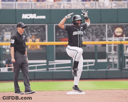 Baseball Player In Guard Jersey Jumping GIF