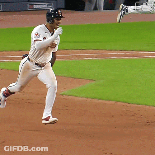 Baseball Player In Guardians Jersey Running GIF