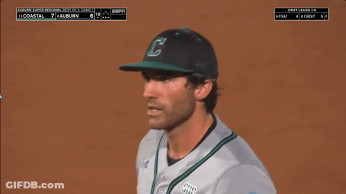 Baseball Player In Hat With Letter C GIF