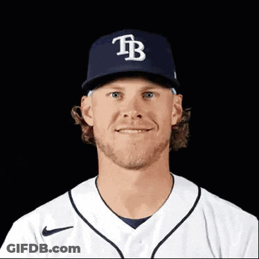 Baseball Player In Hat With TB Logo GIF