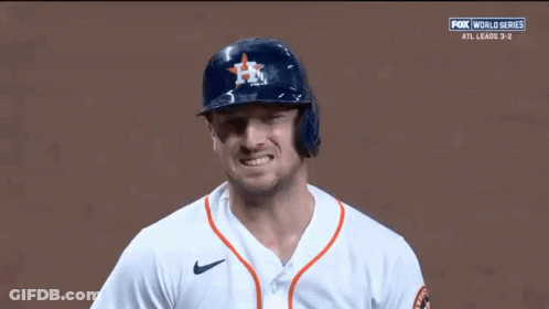 Baseball Player In Helmet And White Shirt Making Face GIF