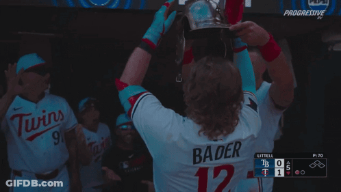 Baseball Player In Helmet Bader 12 Jersey GIF