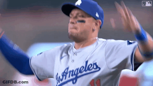 Baseball Player In Los Angeles Jersey And Hat GIF