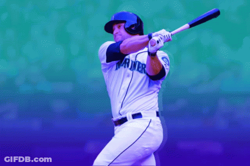 Baseball Player In Mariner Shirt GIF