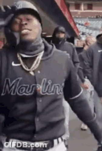 Baseball Player In Mask And Martin Jersey GIF