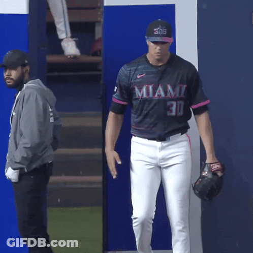 Baseball Player In Miami Jersey Number 30 GIF