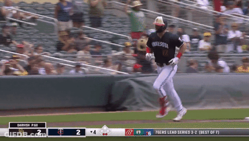 Baseball Player In Minnesota Jersey Running GIF