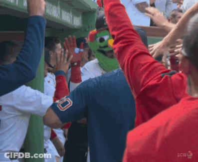 Baseball Player In Number 10 Jersey Surrounded By Fans GIF