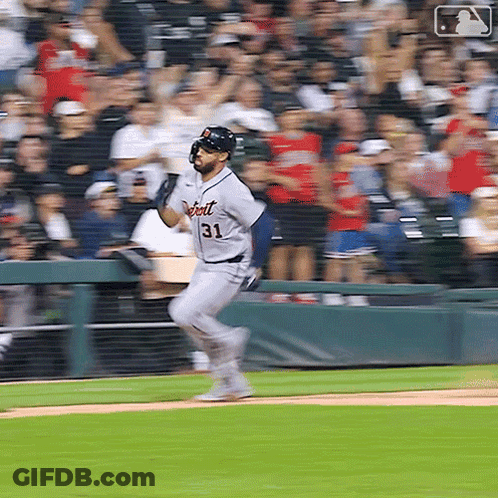 Baseball Player In Number 31 Jersey Running GIF