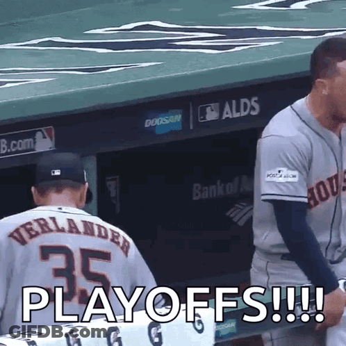 Baseball Player In Number 35 Jersey Says Playoffs GIF