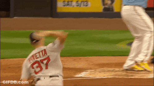 Baseball Player In Number 37 Jersey Throws Ball GIF