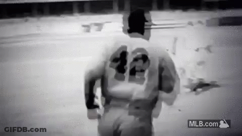 Baseball Player In Number 42 Jersey Running GIF