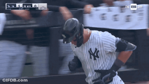 Baseball Player In NY Yankees Uniform Running GIF
