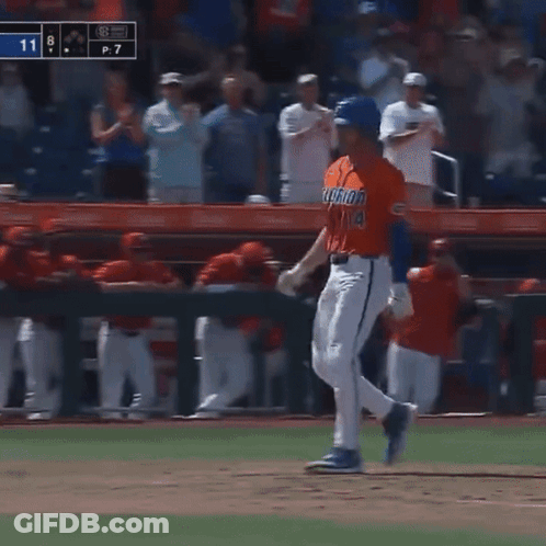 Baseball Player In Orange Florida Jersey Running GIF