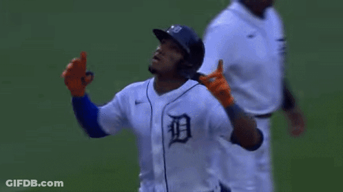 Baseball Player In Orange Gloves And Helmet Running GIF