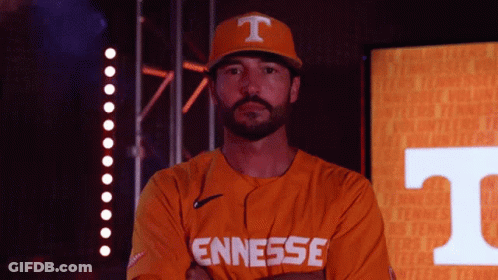 Baseball Player In Orange Vols Shirt GIF