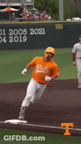 Baseball Player In Orange Vols Shirt GIF