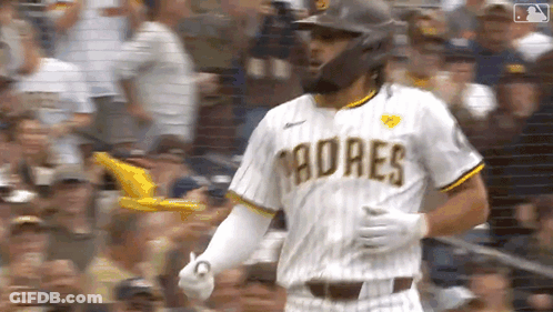 Baseball Player In Padres Uniform In Front Of Crowd GIF