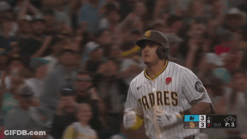 Baseball Player In Padres Uniform Running GIF