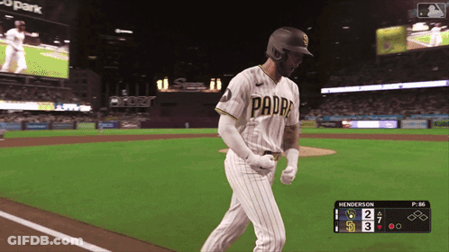 Baseball Player In Padres Uniform Walking On Field GIF