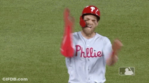 Baseball Player In Phillies Jersey Celebrating GIF