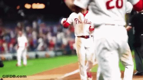 Baseball Player In Phillies Jersey Preparing To Hit GIF