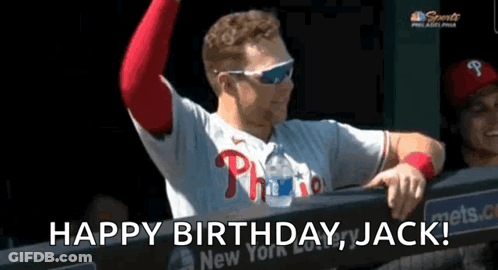 Baseball Player In Phillies Jersey With Arms In Air GIF